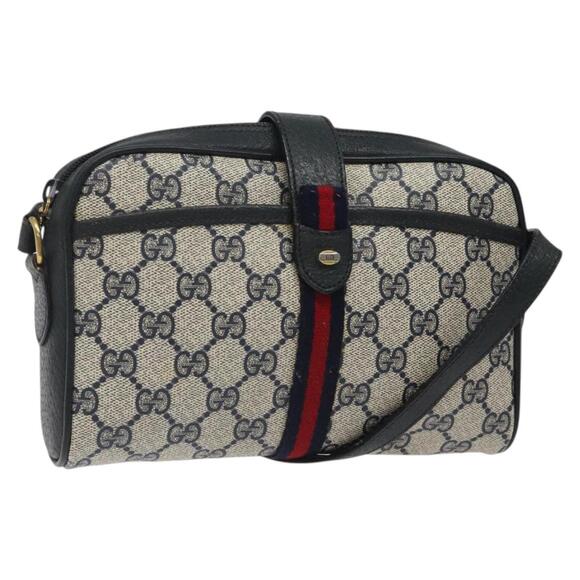 GUCCI GG Supreme Sherry Line Shoulder Bag Pvc Navy Red 89 02 055 - Picture 1 of 16
